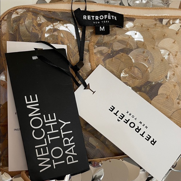 RETROFETE Mischa Sequin Embellished Sheer Silver Mirrored Maxi Dress Size M - Picture 8 of 9